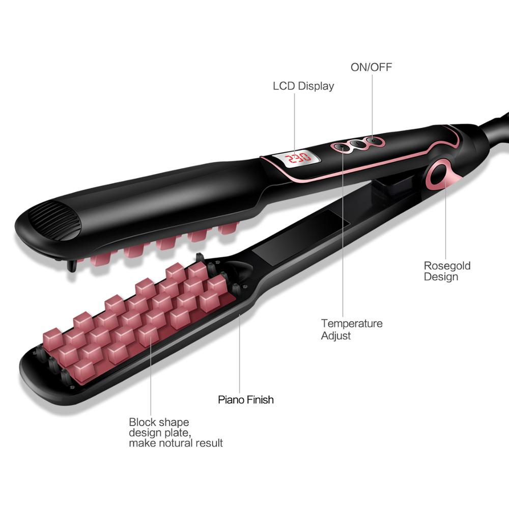 Plancha de pelo voluminizadora plancha rizadora de cerámica rizadora brillante sedoso 2 en 1 plancha alisadora y rizadora plana.