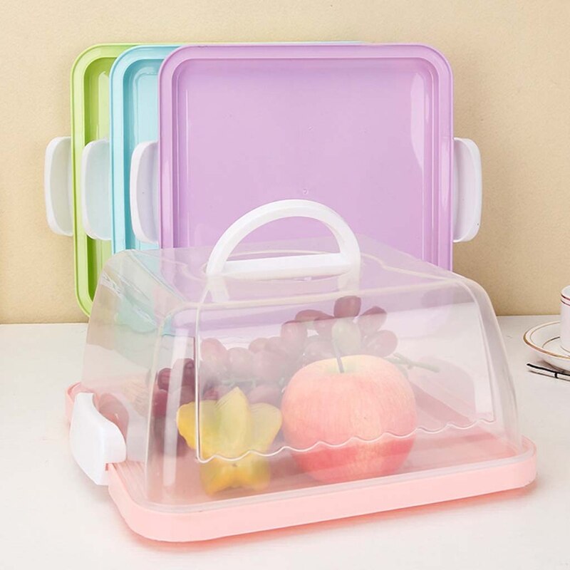 Portable Plastic Square Cake Box Dessert Container Case Handheld Cupcake Carrier Storage Box Wedding Birthday Kitchen Supplies