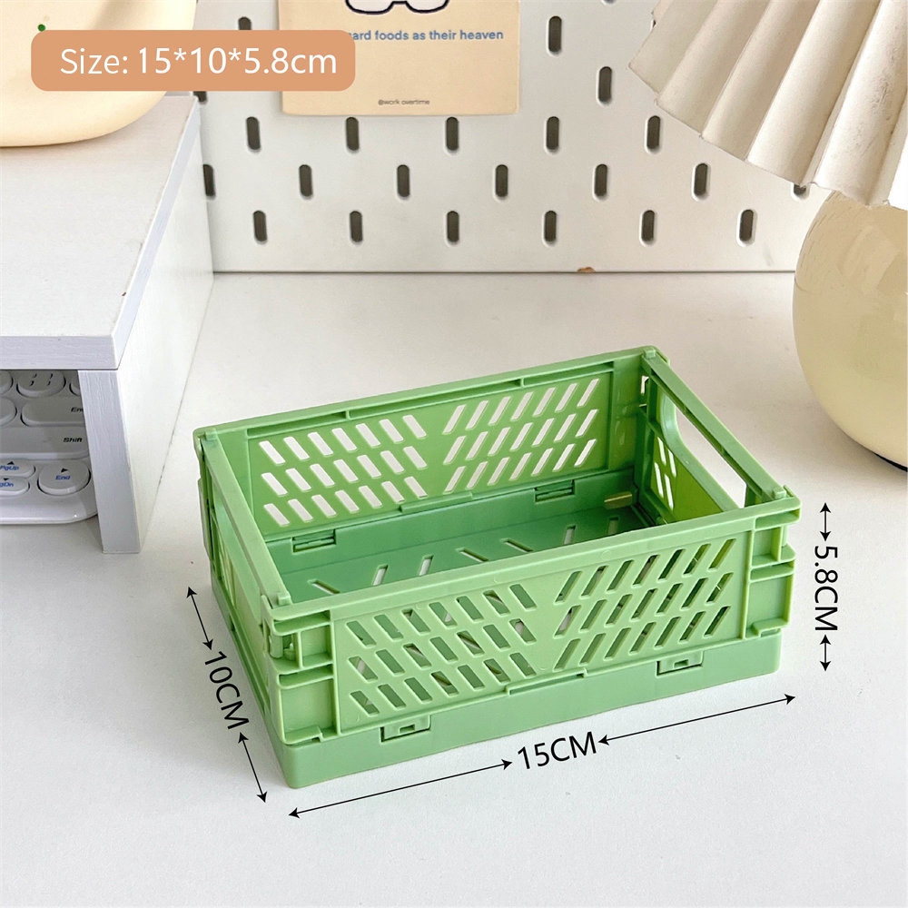 Opvouwbare krat Plastic opvouwbare opbergdoos Mand Utility Cosmetische container Desktophouder Thuisgebruik Schoolbank opbergdoos: Blauw
