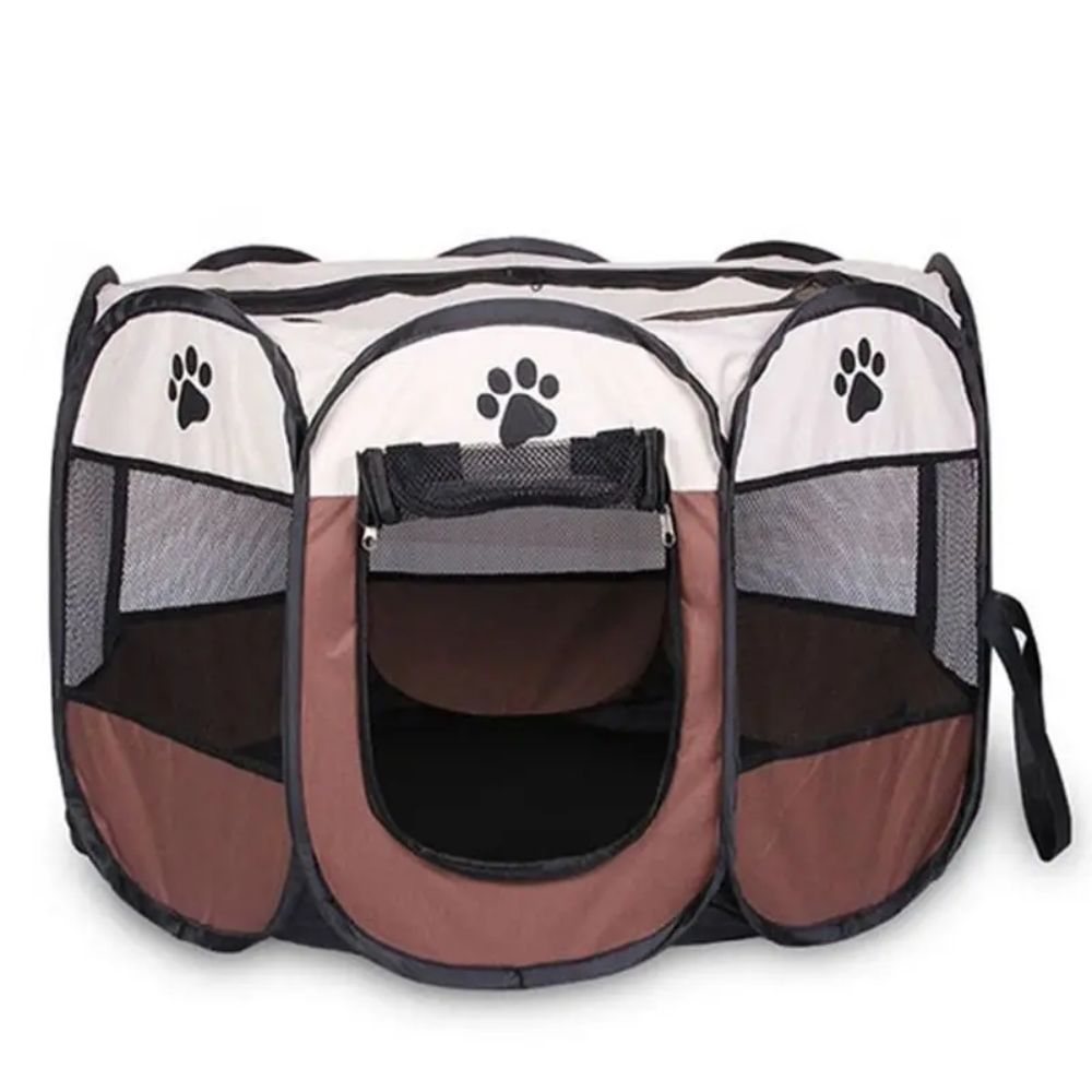 Tienda para mascotas plegable portátil, perrera, valla octogonal, refugio para cachorros, fácil de usar, fácil operación al aire libre, jaulas grandes para perros, vallas para gatos: Blanco