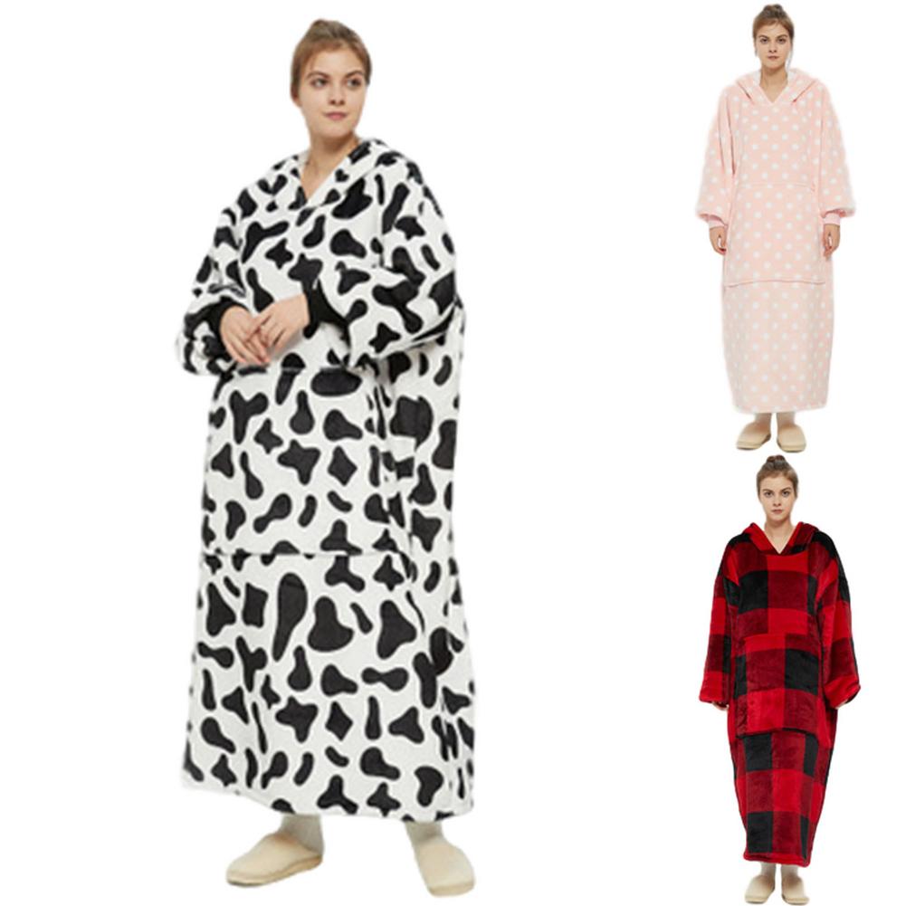 Leniwy kocyk sweter z kapturem sweter damski jesień i zima zimny ciepły piżrano TV koc usługi w domu