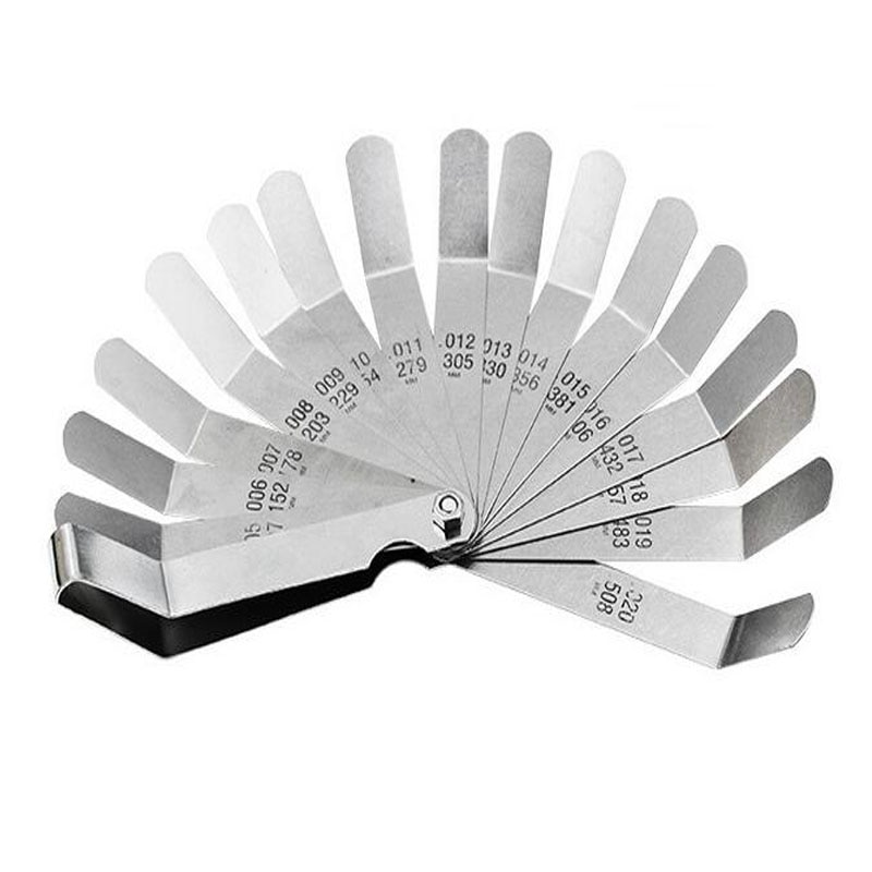 Metric Feeler Gauge Gap Ruler 16 Blade Thickness Gap Thickness Gauge 0.127-0.508mm Anti-Rust Plug gauge Measuring Instrument