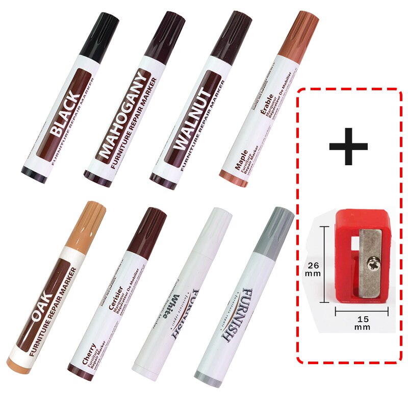 Möbler 6/8 färger touch-up / fylla färg penna golv / trappor / trävaror repa / patch återställa komposit reparation penna markör & fyllmedel: 8 färger-present