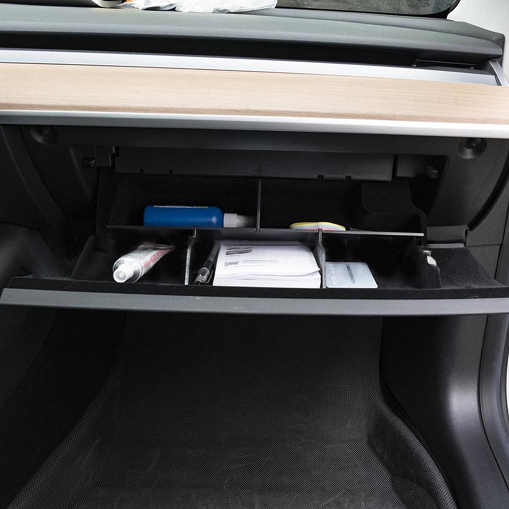 Hanskeboks til tesla modell 3 midtkonsoll arrangør sentral oppbevaringshanske boks oppbevaring rydde segmentering partisjonsboks
