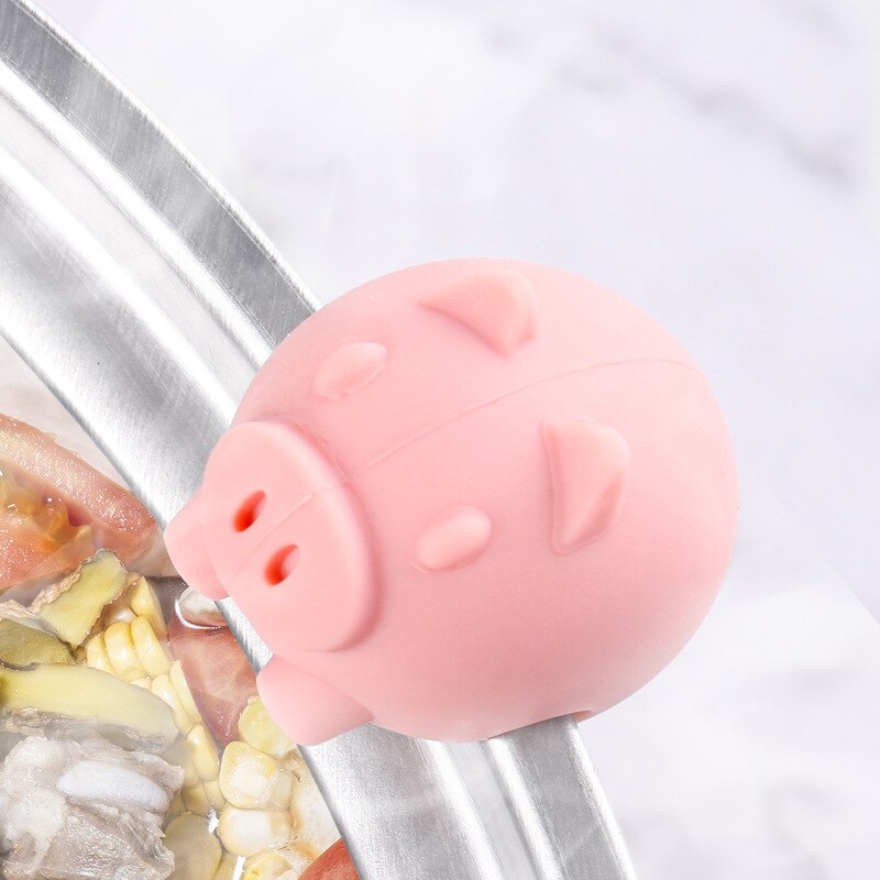 1 kpl keittiön kattilan kannen pidike sarjakuva silikoninen kattilan pidike keitto roisketiivis työkalu lämmönkestävä nosto kattilajalusta keittiötarvikkeet