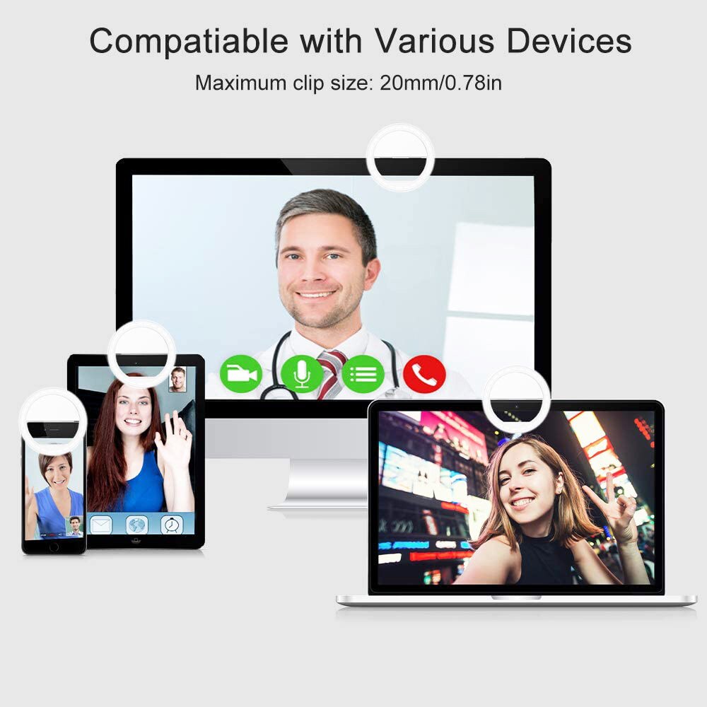 Portable Led Selfie Ring Light Universal Mobile Phone Clip Ring Lamp Flash Lens Beauty Phone Holder Fill Lamp Women Selfie Light
