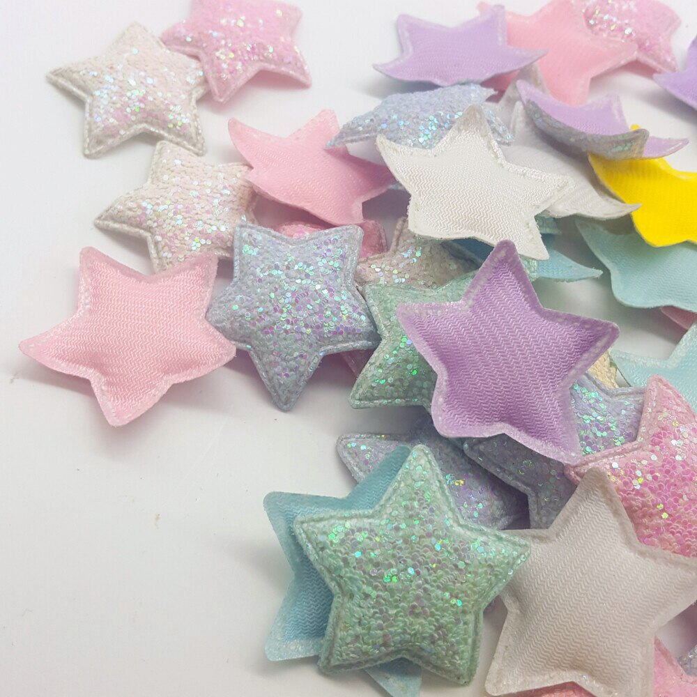 10 stuks snoep knutsel glitter patches schattige sterren haar strik accessoires plak patch voor kleding knutsel patch diy knutselbenodigdheden