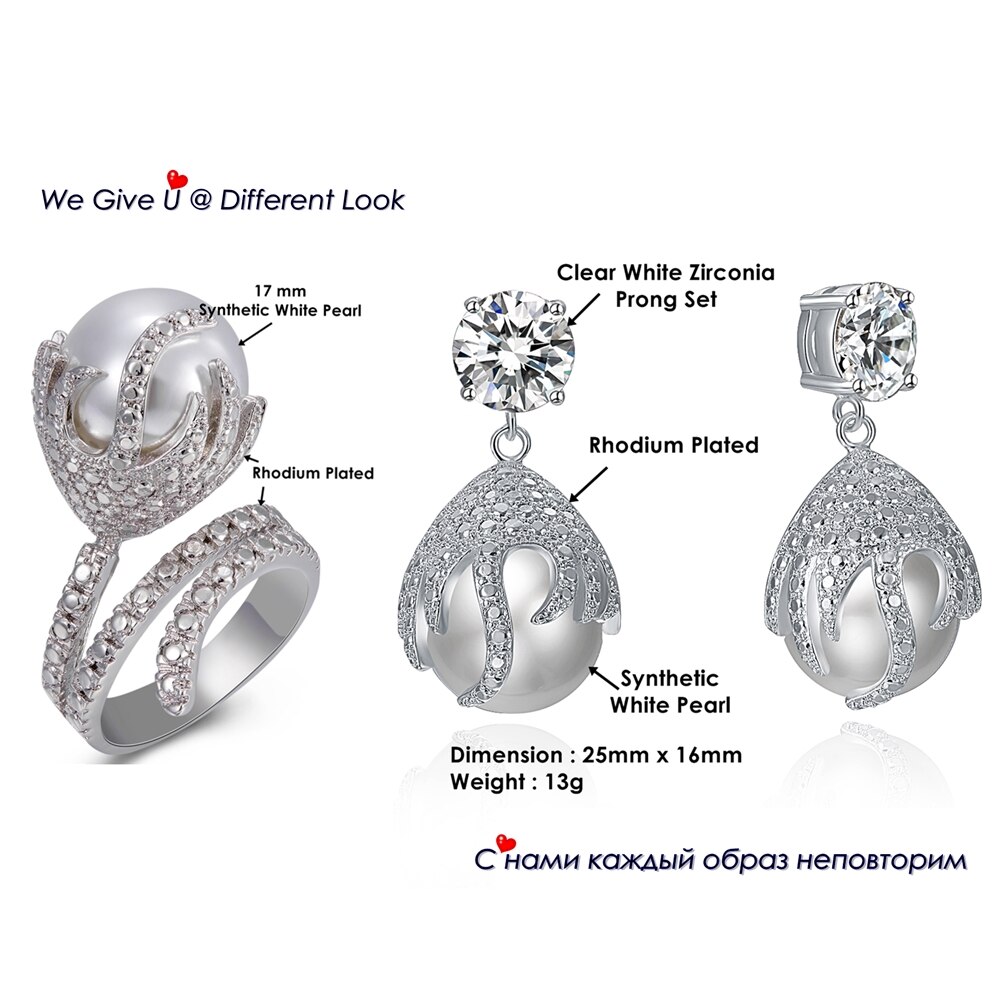 Kamise Sieradenset voor dames, zilveren bruidssieradenset, halsketting & oorbellen en armbandset, bloemensieradenset met 5A witte zirkonia, hypoallergeen, bruiloftssieraad voor bruidsmeisjes, Koper