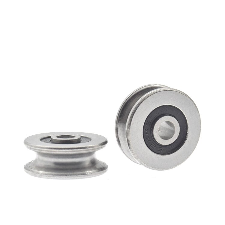 Roulement de roue en acier, 2 pièces, poulie à rainure en U, 4mm ID, roue Concave en forme de U, poulie de levage antirouille 4x18x7mm