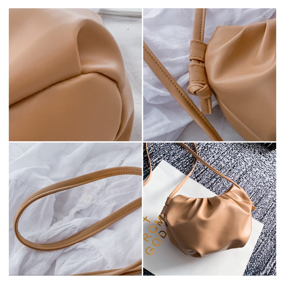 Cloud-wrapped Soft PU Leather Small Bag Shoulder Slant Dumpling Bag Handbag Day Clutches bags Messenger Crossbody Bag