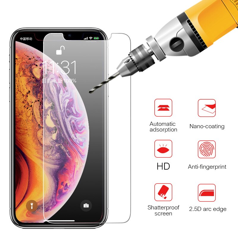 Screenprotector Gehard Glas voor IPhone X XR XS Max 8 7 6 6S Plus 5 5S SE Screen protector Film Telefoon Verre Tremp Coque