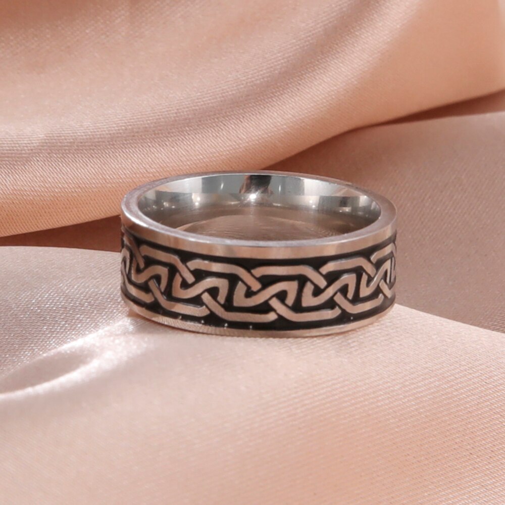 Skyrim Vintage Ierse Celtics Knoop Ring voor Mannen Vrouwen Rvs Paar Cool Vinger Ringen Partij Sieraden 2025: 9 / Rood