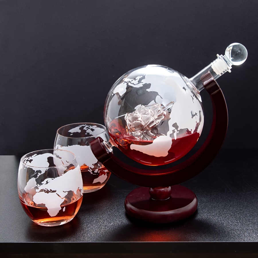 Carafe à whisky Globe, aérateur de vin, ensembles de verres à l'intérieur du cristal avec support en bois fin, carafe à liqueur pour tasse à Vodka, accessoires de Bar