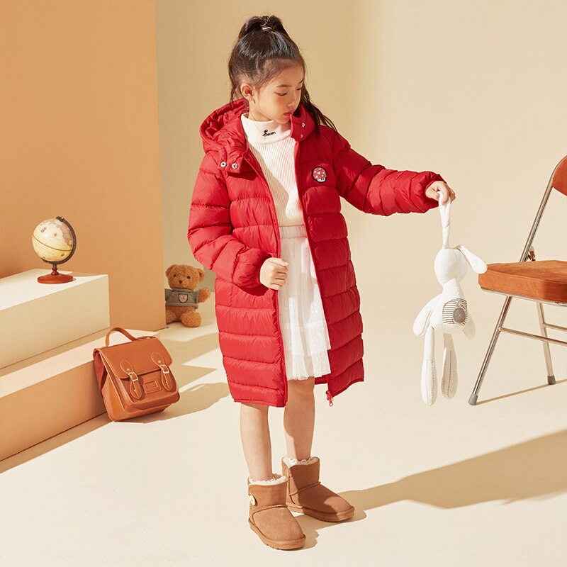 TON LION KIDS Winter Korean Casual Warm Girls Long Down Jacket 5-12 Years Old Baby Girl Winter Coat Winter for Girls