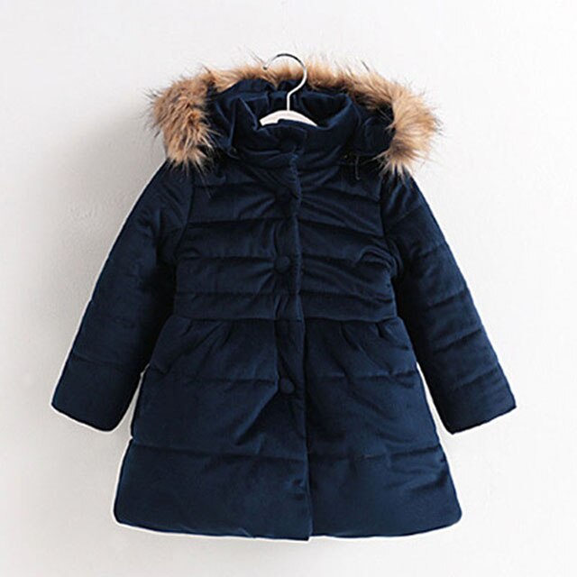 Dziewczyny płaszcz zimowy łuk dzieci ciepłe kurtki zimowe dzieci dziewczyny parki płaszcze dziewczynka boże narodzenie odzież wierzchnia dla 2 4 7Yrs ubrania: Navy / 4 t