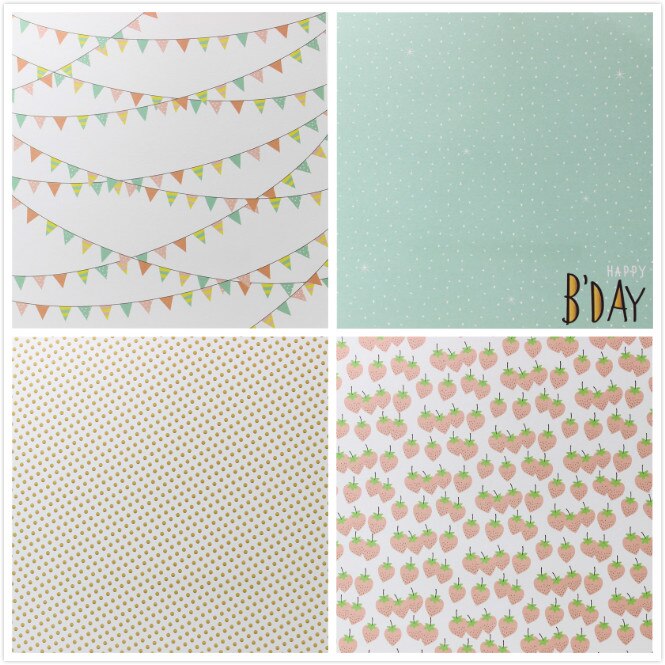 KSCRAFT 12pcs 6" Single-side Printed Birthday Party pattern papercraft art paper handmade scrapbooking kit set book