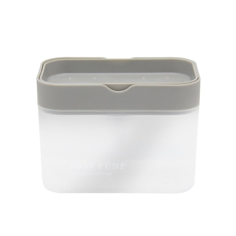 Soap Pump Dispenser 2-in-1 Liquid Dispenser Container With Sponge Holder Hand Press Soap Organizer Kitchen Cleaner Tools: grey-1