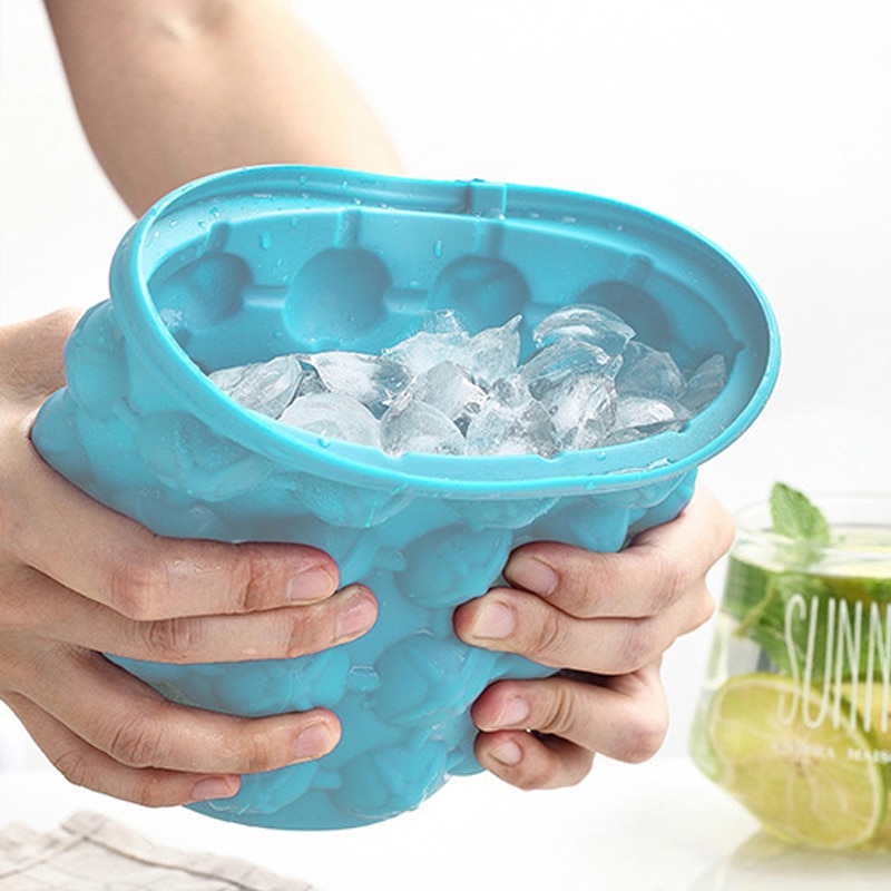 Silicone Ice Cube Maker Bucket Safe Durable Champange Beer Wine Cooling Storage Drink Whiskey Freeze Seaside Tool Kitchen
