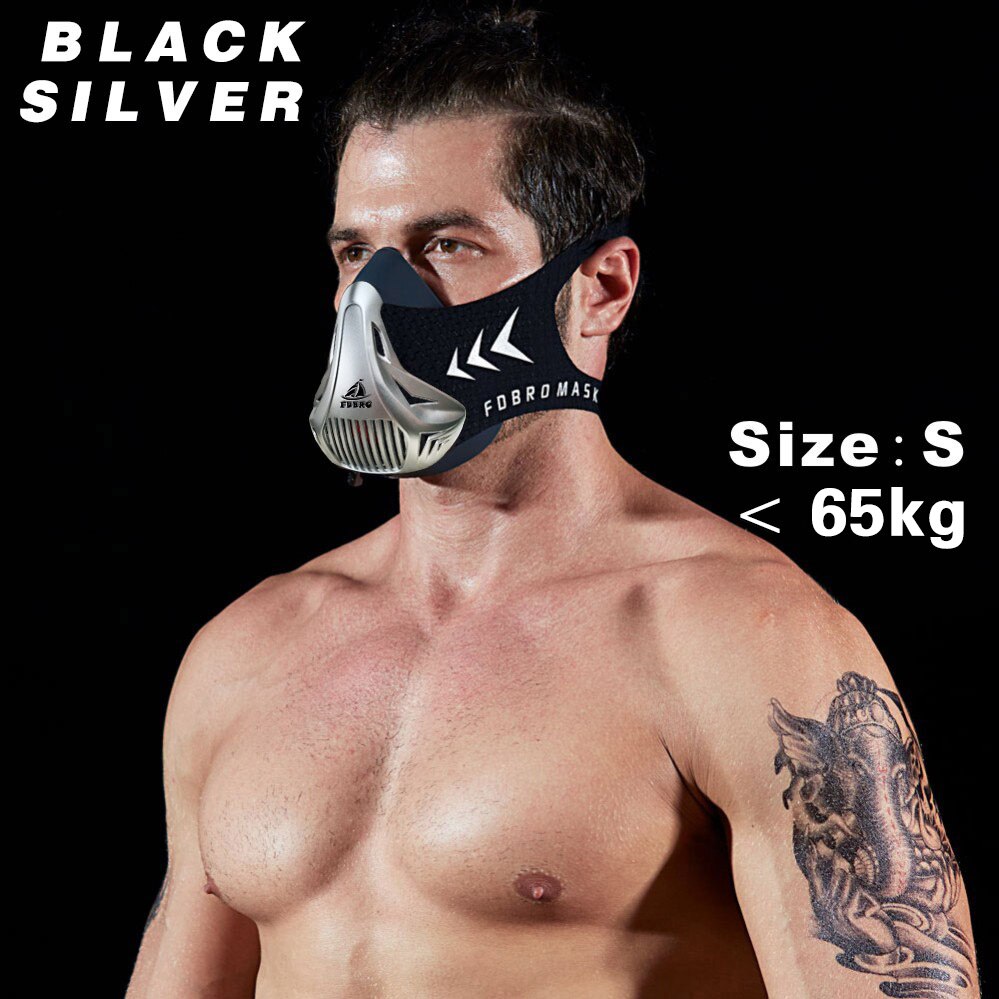 Fitness training sports mask 3.0 sports mask Fitness ,Workout ,Running , Resistance ,Elevation ,Cardio ,Endurance Mask: Black Silver S