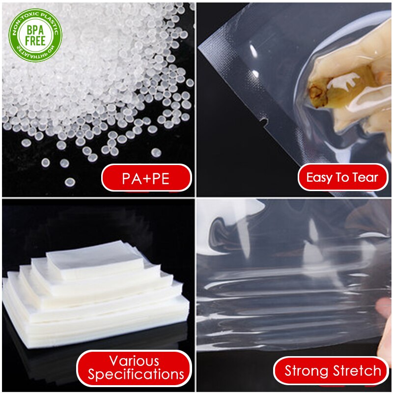 Vacuum Bags For Food 100PCS /Lot BPA-Free Food Grade Storage Film Heated Freezer Bags Kitchen Packaging Bags For Vacuum Sealer