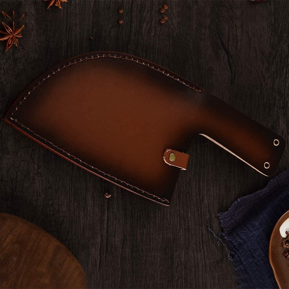Chinese Chef Knife Sheath Leather Universal Kitchen Knives Blade Guards For Stainless Steel Cleaver Butcher Knife With Loop Belt