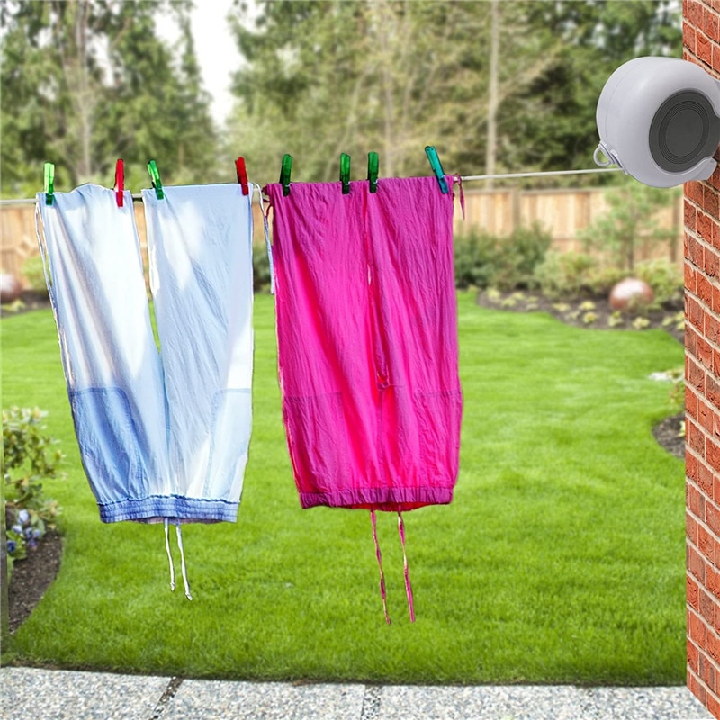 15m Retractable Clothesline Home Washing Line Outdoor Laundry Line For Drying Clothes Retract Balcony Wall Mount Clothesline