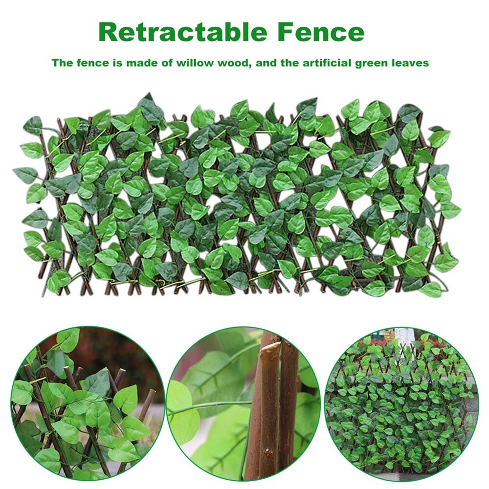 Artificial Garden Fence Eco-Friendly Stretchable Green Leaf Retractable Extension Fencing For Courtyard Home Decor