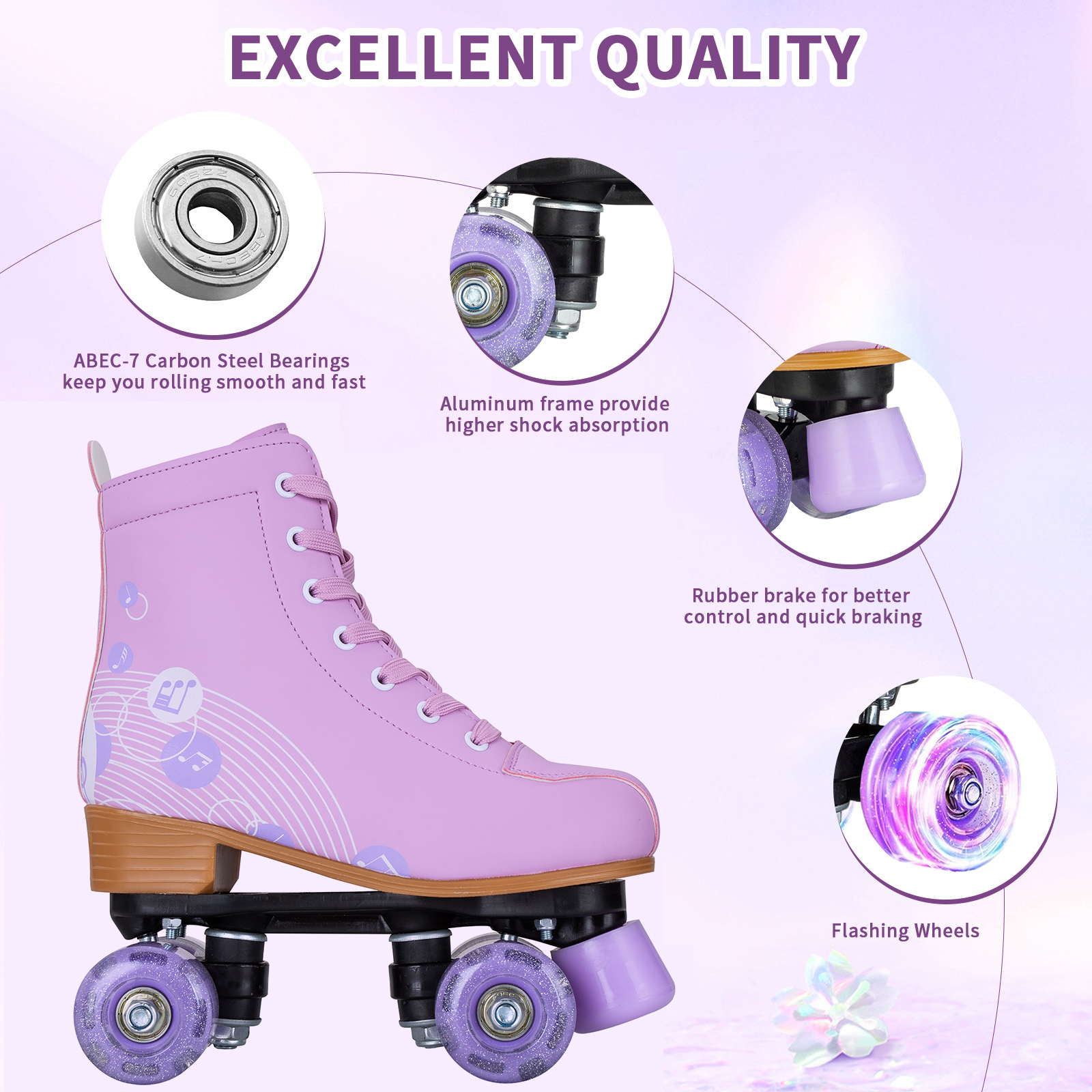 2025 patins à roulettes clignotants en cuir PU – Grandado