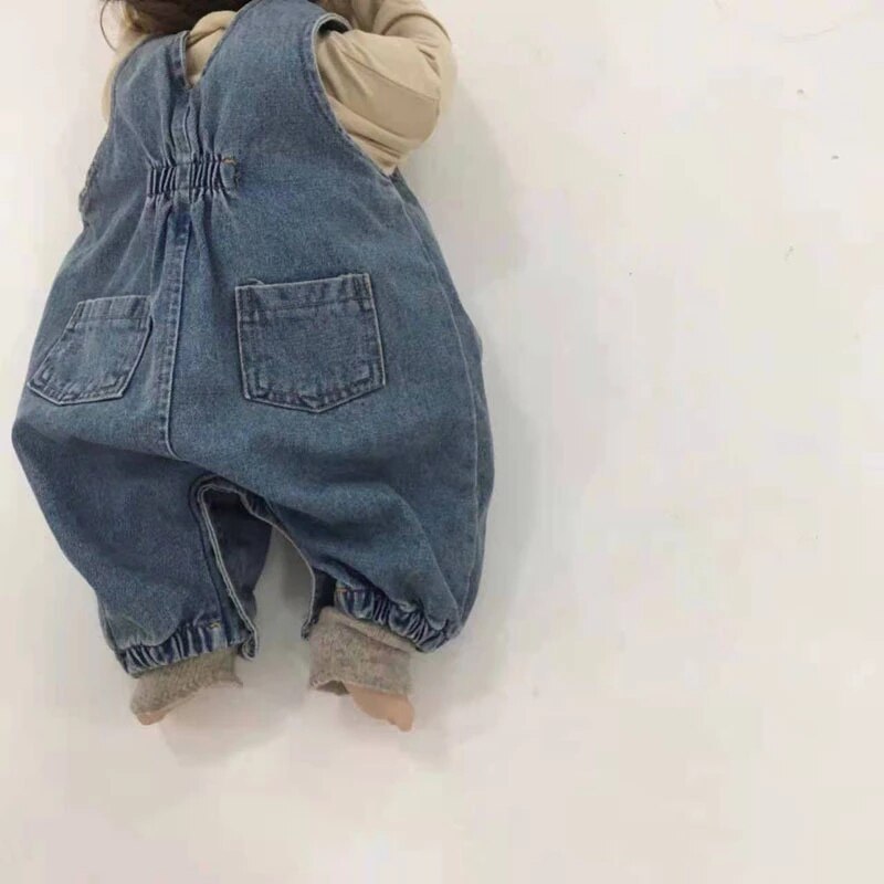 Baby Jongens Denim Overalls Pp Bib Broek Voor Meisjes Mode Grote Pocket Jumpsuit Kids Broeken Peuter Casual Denim Broek