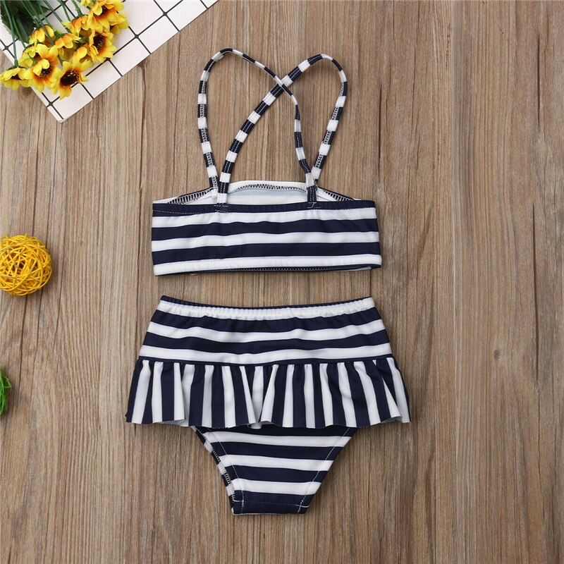 Swimwear Girls Bathing Suit Striped Two Piece Bikini Set Swimming Costume Kids Girls Beachwear Children Swimwear Bikini Infantil