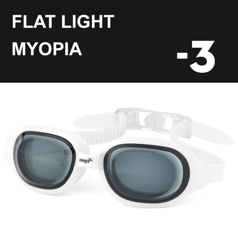 COPOZZ Swimming Goggles Myopia 0 -1.5 to -7 Men Women Anti fog UV Protecion Waterproof Swimming Glasses Diopter Swim Eyewear: Myopia White -3