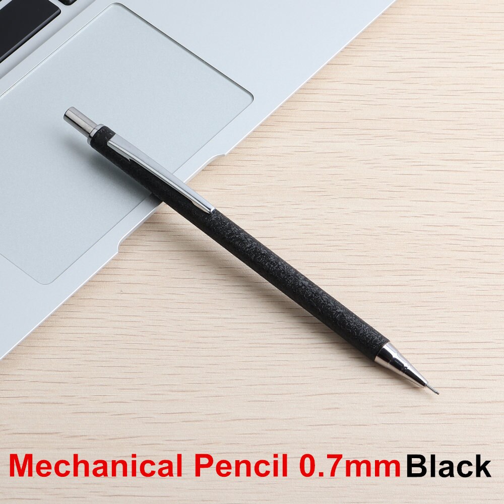 Lápiz de Metal mecánico de 0,5/0,7mm, pluma automática de prensa creativa para estudiantes, escritura, dibujo, oficina y escuela: Pencil Black 0.7