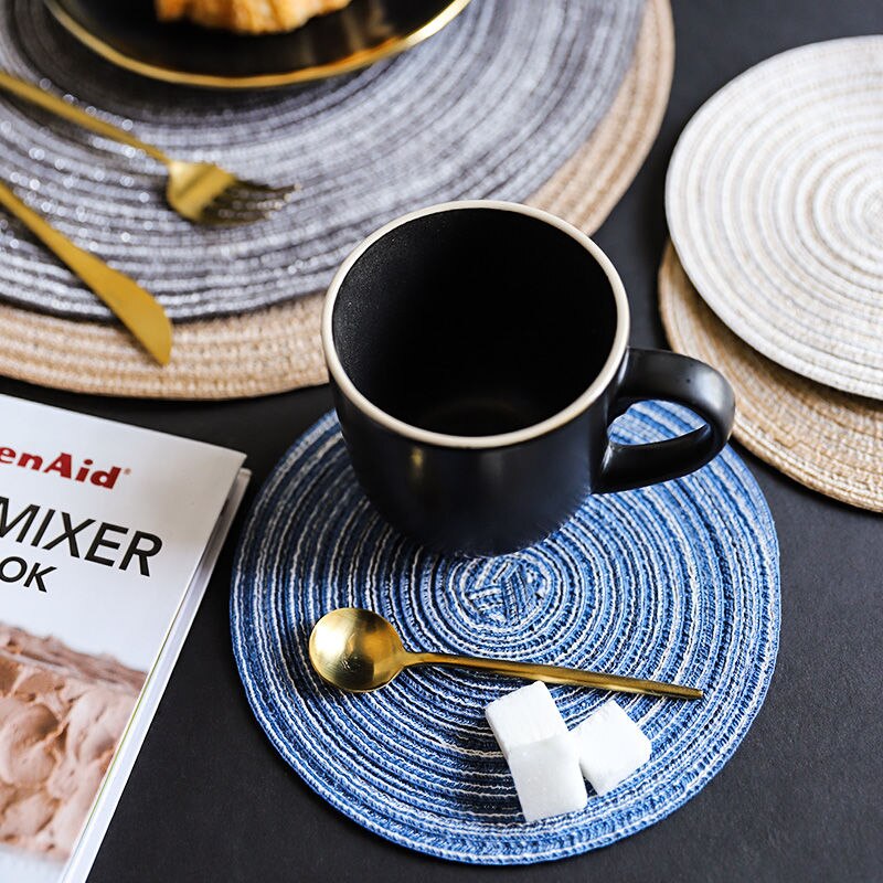 Japanese Round Ramie Table Mat Insulation Pad Solid Placemats Linen Non Slip Kitchen Accessories Decoration Home Pad Coaster