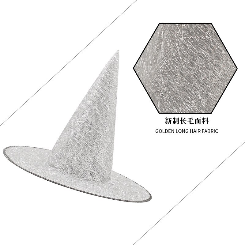 Sombrero de bruja de pelo largo dorado, accesorios decorativos para Halloween,