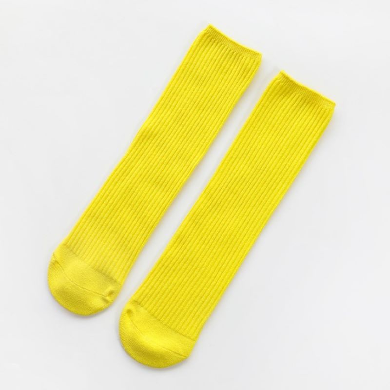 Süssigkeit Farbe Socken mädchen Kniehohe Lange socke einfarbige Socken Junge Mädchen freundlicher socken für Erwachsene: Gelb