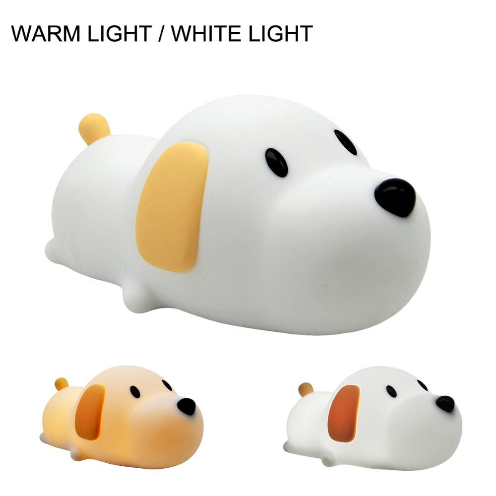 Silicone Touch Sensor LED Night Light USB Rechargeable Animal Bedroom Beside Night Lamps For Baby Children Kids Desk Lamp: Dog