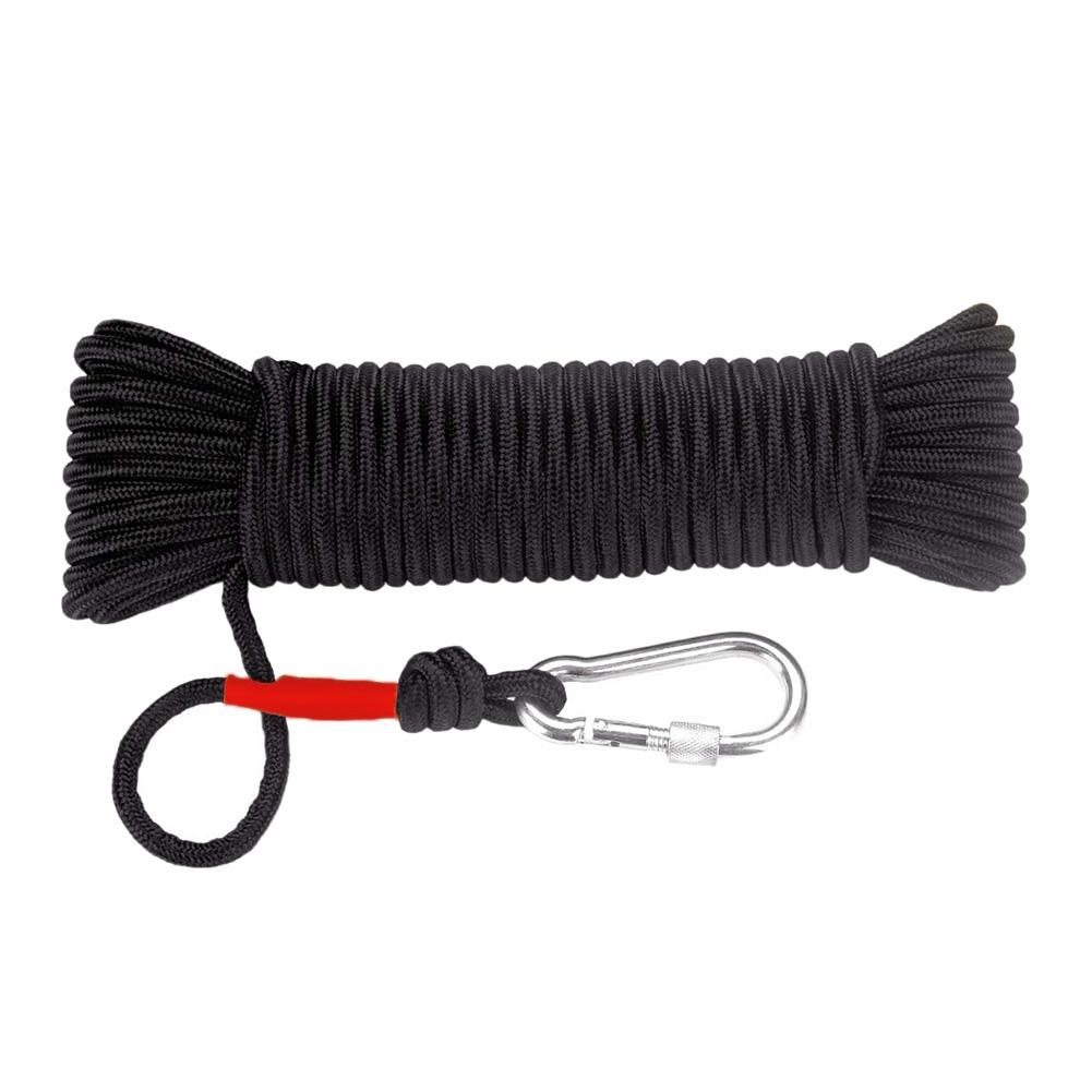 8mm nødtau med klatrespenne magnet fisketau nylon redningstau 20m lengde utendørs sportsutstyr: Rød