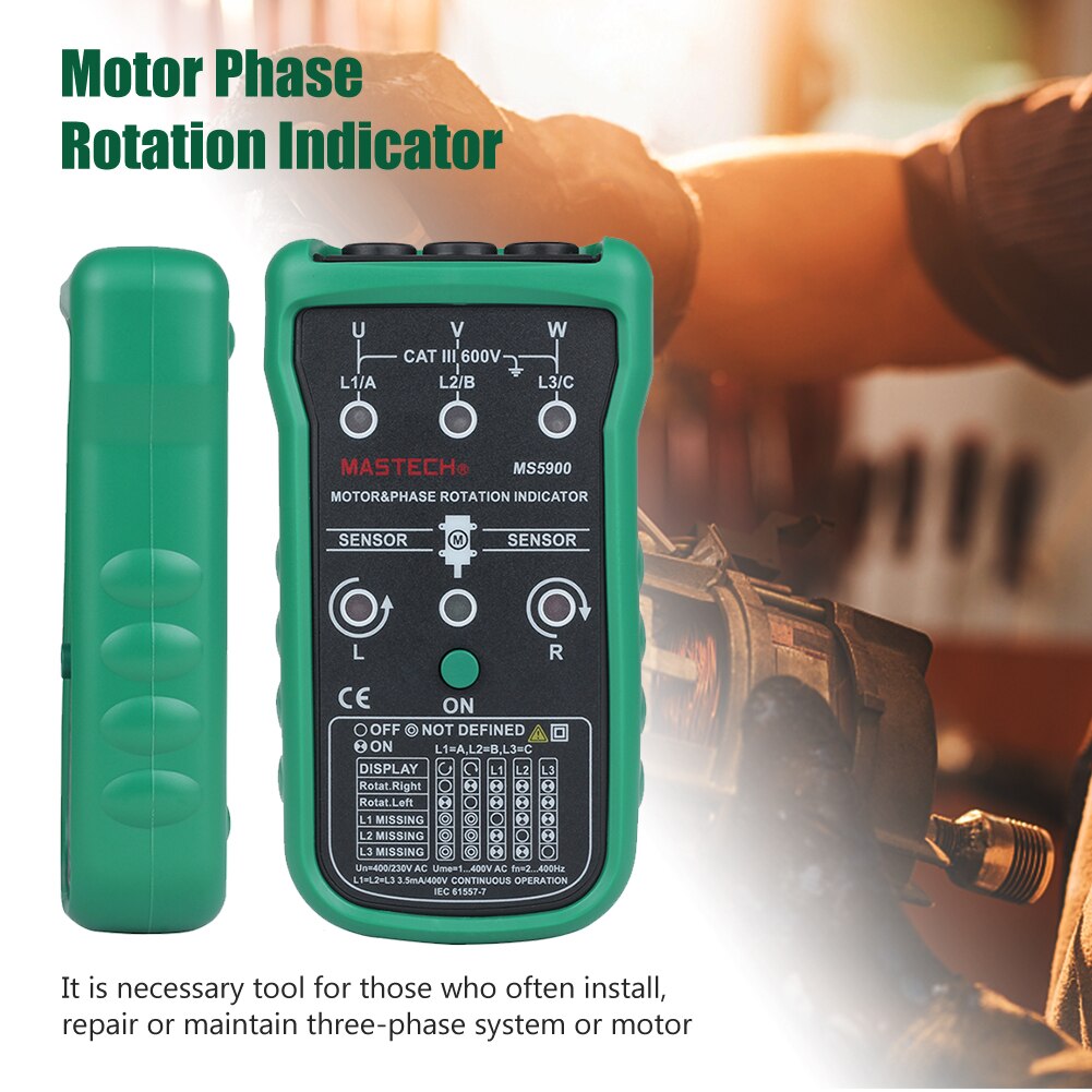 Ms5900 meter draagbare motorfaserotatie-indicator op batterijen, digitale displaydetector, nauwkeurige sequentietester  ac400v