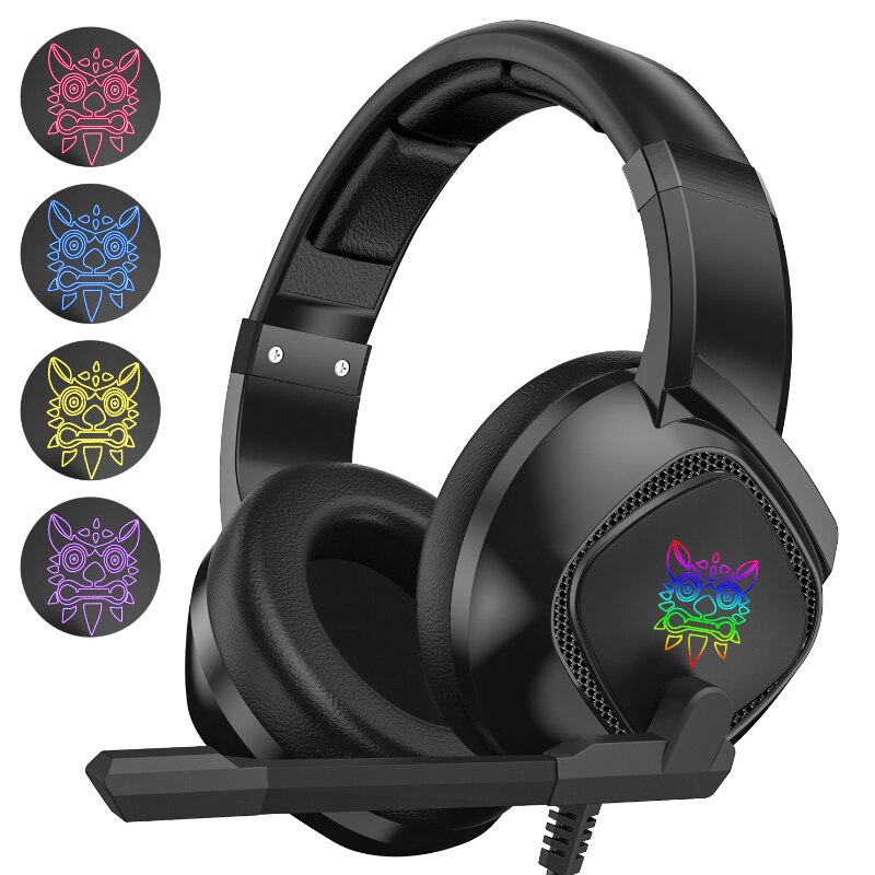 ONIKUMA K19 gamingowy zestaw słuchawkowy P S4 komputer dla graczy słuchawki Stereo Bass słuchawki z mikrofonem LED dla Xbox One Laptop Tablet/telefon