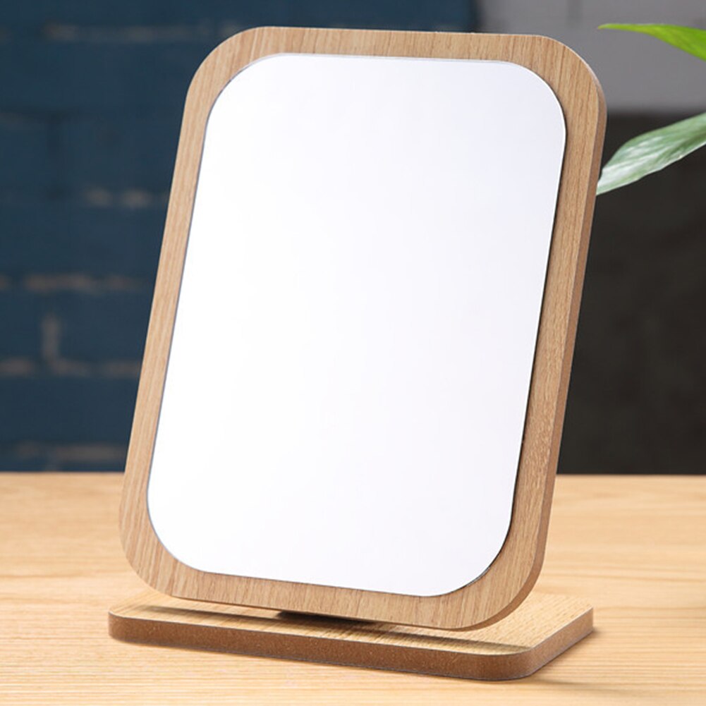 Portable Cute Makeup Table Rotation Small Foldable Adjustable Angle Mirror Pocket 360 Degree Desktop Cosmetic Wooden Compact