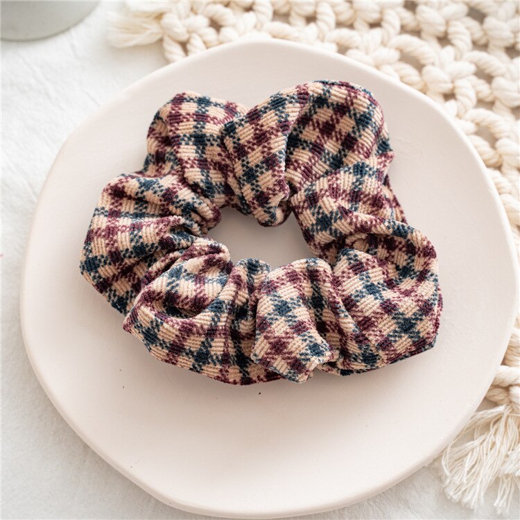 Accesorios Vintage, diadema de flores, banda de goma de terciopelo para el invierno para el cabello, diadema elástica suave para mujer, accesorios de tiara opaska do wlosow: Retro grid