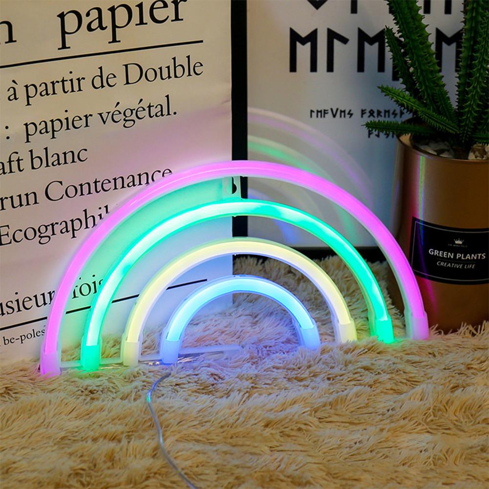 Rainbow Style LED Neon Light Wall Decor Lights Powered by USB/Battery Table Night Lamps for Home Party Living Room 40a: Default Title