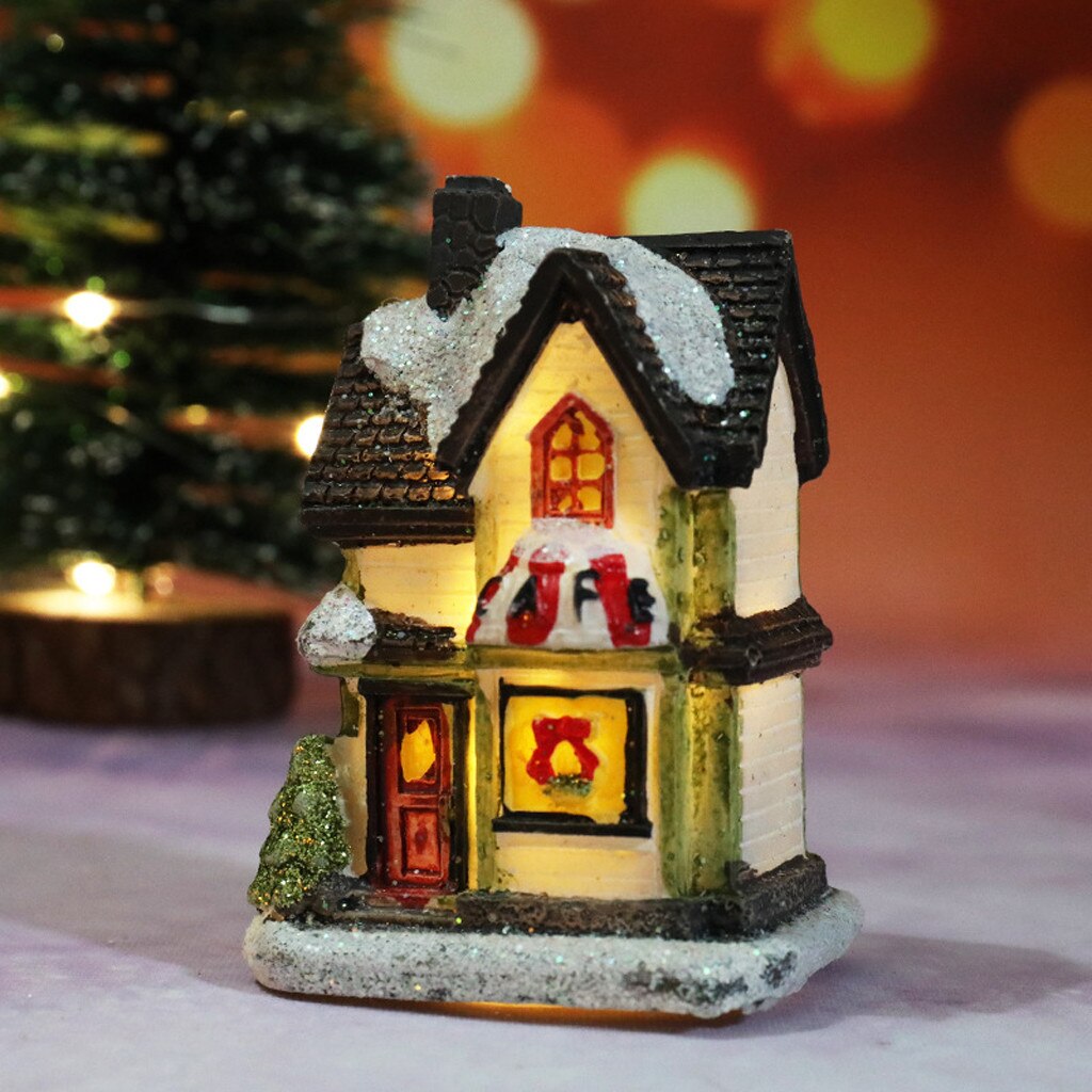 Julbelysning harts miniatyr husmöbler ledde hus dekorera julbelysning fest 03: E
