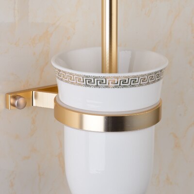 Guld plads aluminium badeværelse hardware sæt papirholder håndklæde bar kappe kroge toilet børste indehavere hylder badeværelse tilbehør: Børste