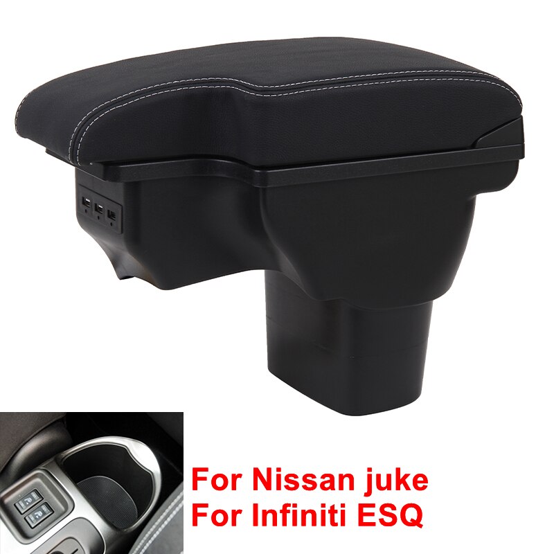 For NISSAN Juke For Infiniti ESQ Armrest Box Central Store Content Car Modification Accessories Dual Layer Retractable: A3 black leather