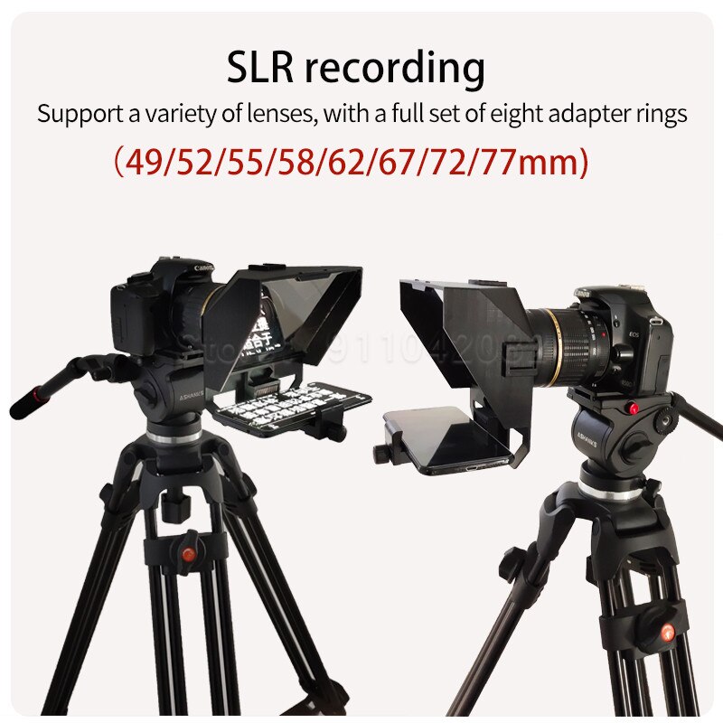 Mini Portable Teleprompter Mobile DSLR Prompting Inscriber Interview Prompter Reader for Phone and DSLR Recording
