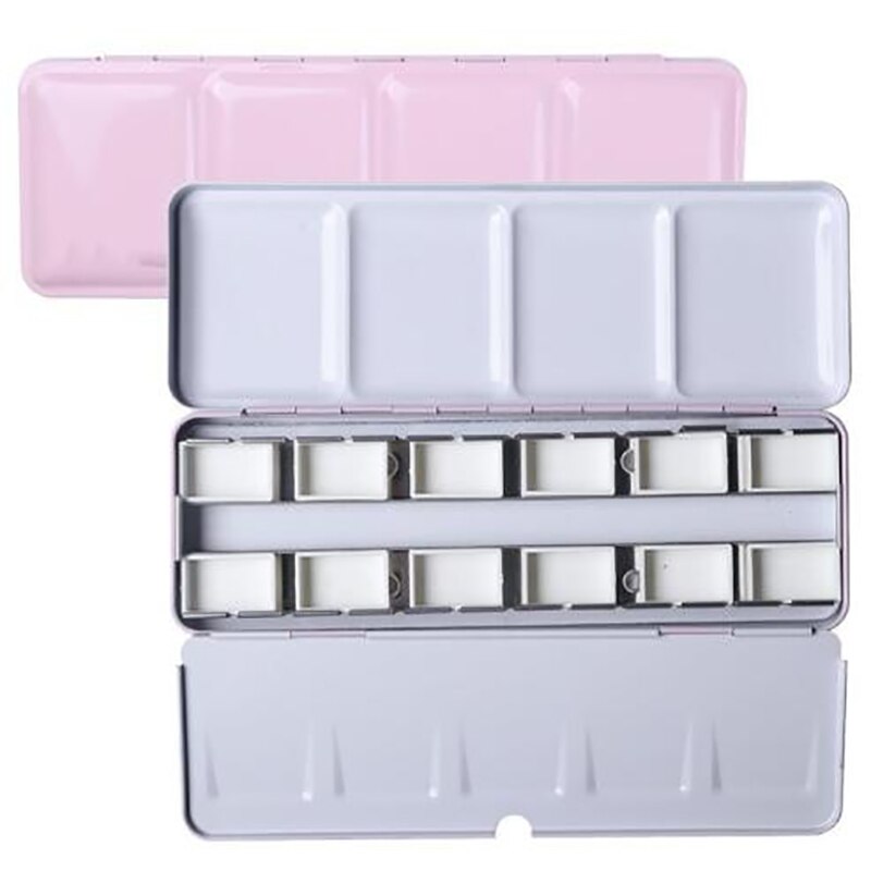 Aquarel Gouache Verf Blikken Doos Palet Schilderen Opslag Verf Lade Palet Verf Doos: blue 24tin 12fullpan