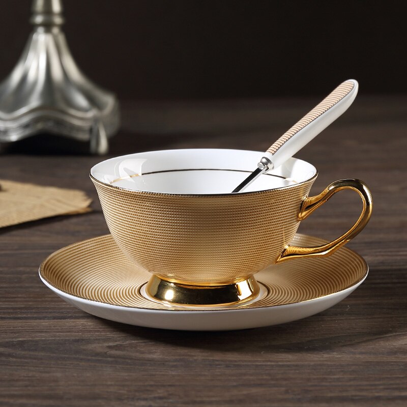 Classic English Coffee Cup Saucer Sets Bone China Royal Golden Cafe Luxury Afternoon Tea Cup Tazas Xicaras Pottery SC E8