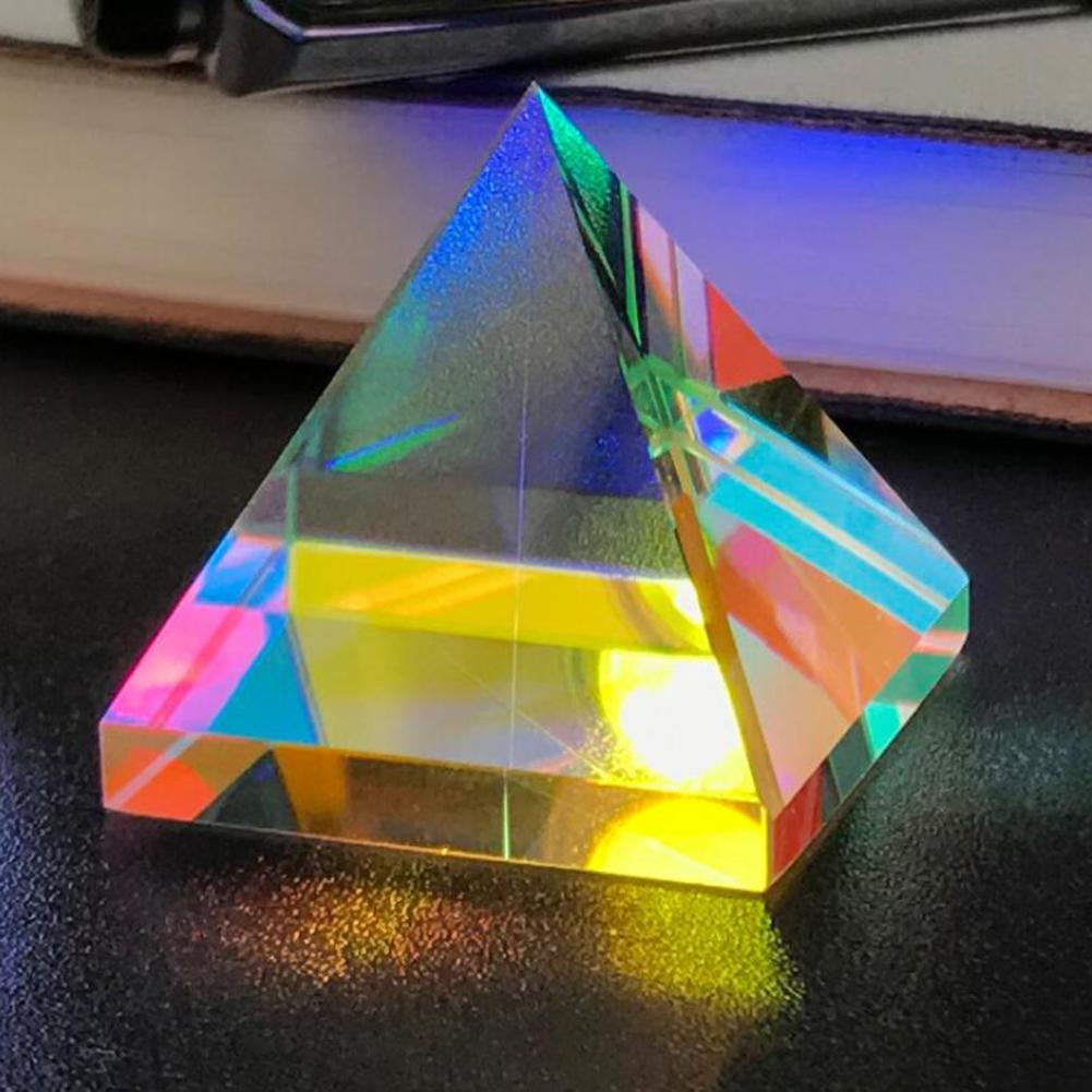 Nueva Pirámide Prisma de cristal prisma lente óptica Prisma de dispersión ornamento Multicolor de escritorio #30