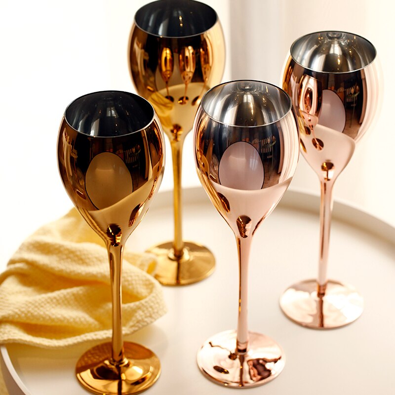Copas de cristal de oro rosa, copa de vino, bebida de jugo, champán, vajilla de , cena, decoración del hogar, de lujo, 420ML